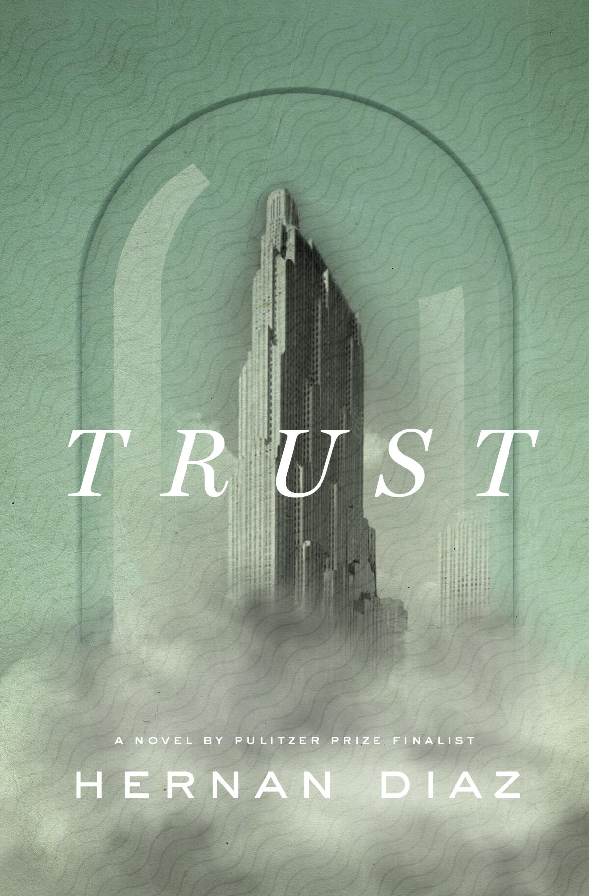 "Trust" cover with an image of a tall building under glass with clouds or smoke along the bottom