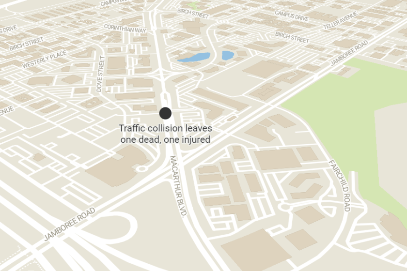 Newport Beach police responded to reports of a traffic collision near the intersection of MacArthur Boulevard and Bowsprit Drive on Saturday at around 4:33 p.m.