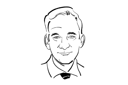 Line drawing of a man in a yellow circle