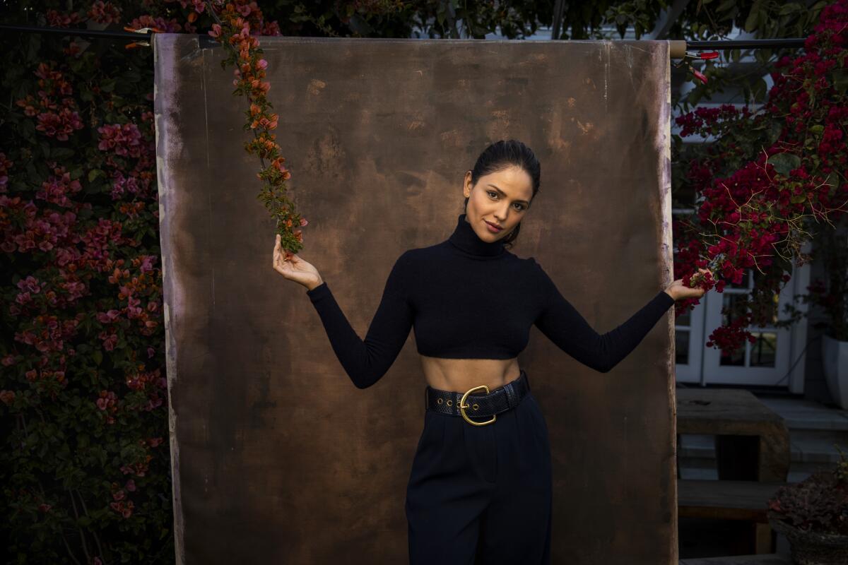Sherman Oaks, CA - March 24: Actress Eiza Gonzalez is photorgraphed in the backyard of her Sherman Oaks, CA.