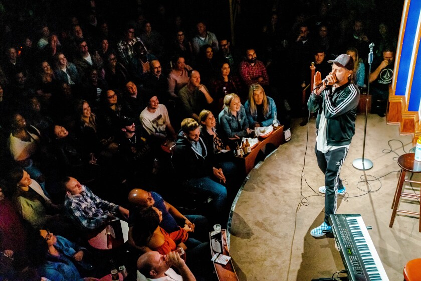 Comedian Jamie Kennedy performs at the Laugh Factory on March 14.