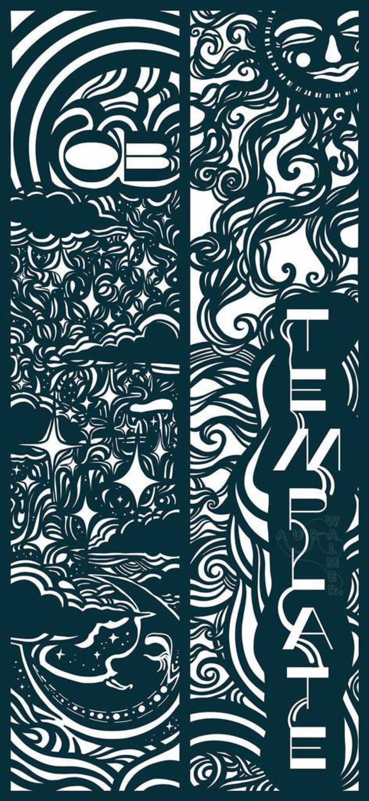 This design by local artist Aura Walmer was selected for a security gate to be donated to The Template in Ocean Beach.