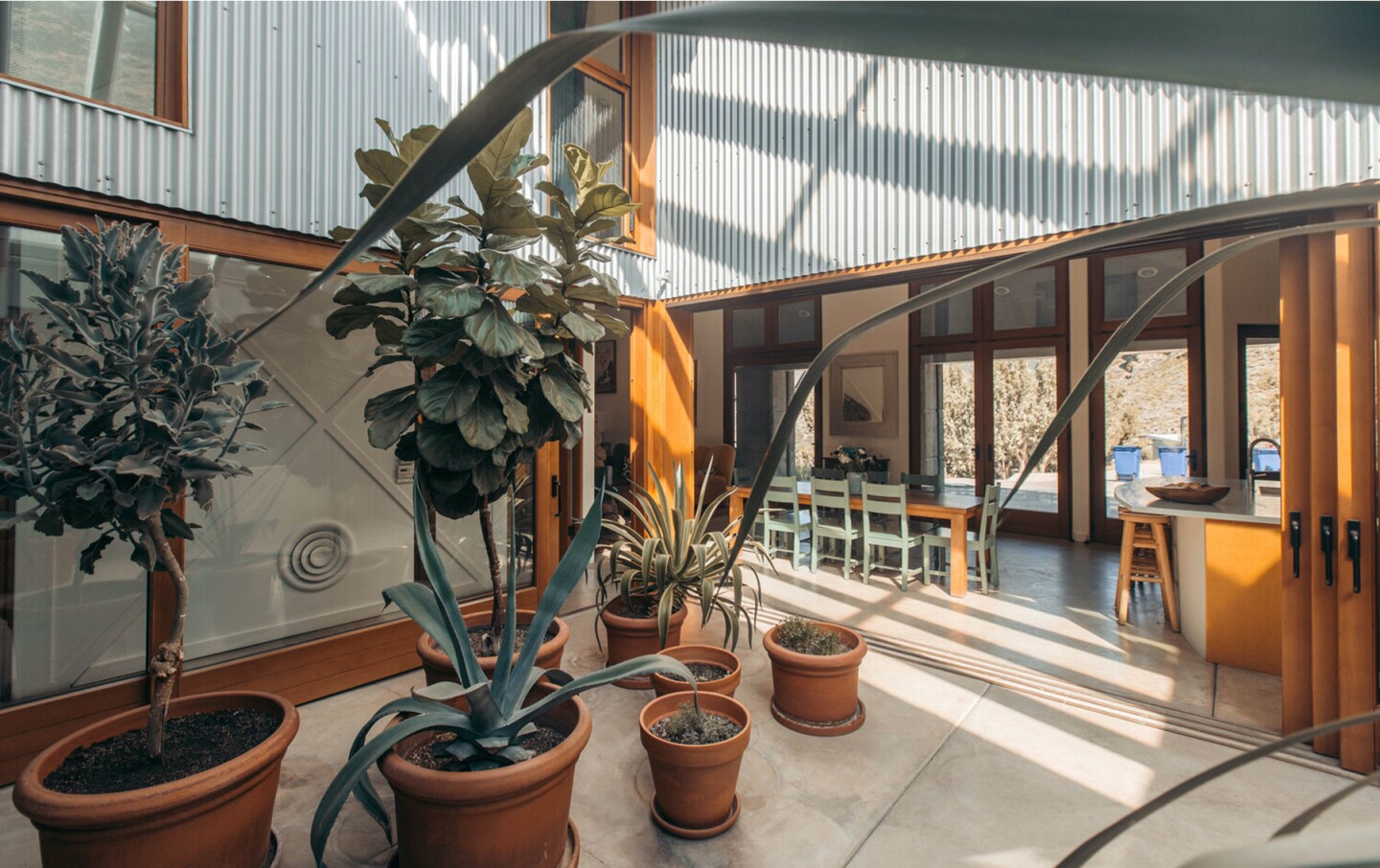 Perched in the Tehachapi Mountains, the dramatic retreat includes a main house, guesthouse and six-stall horse barn.
