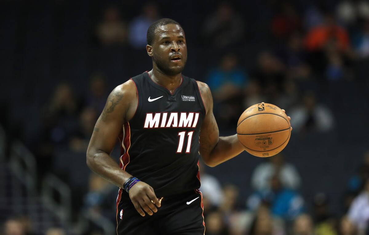 Heat guard Dion Waiters brings the ball up the floor during a game against the Hornets on Oct. 9. 