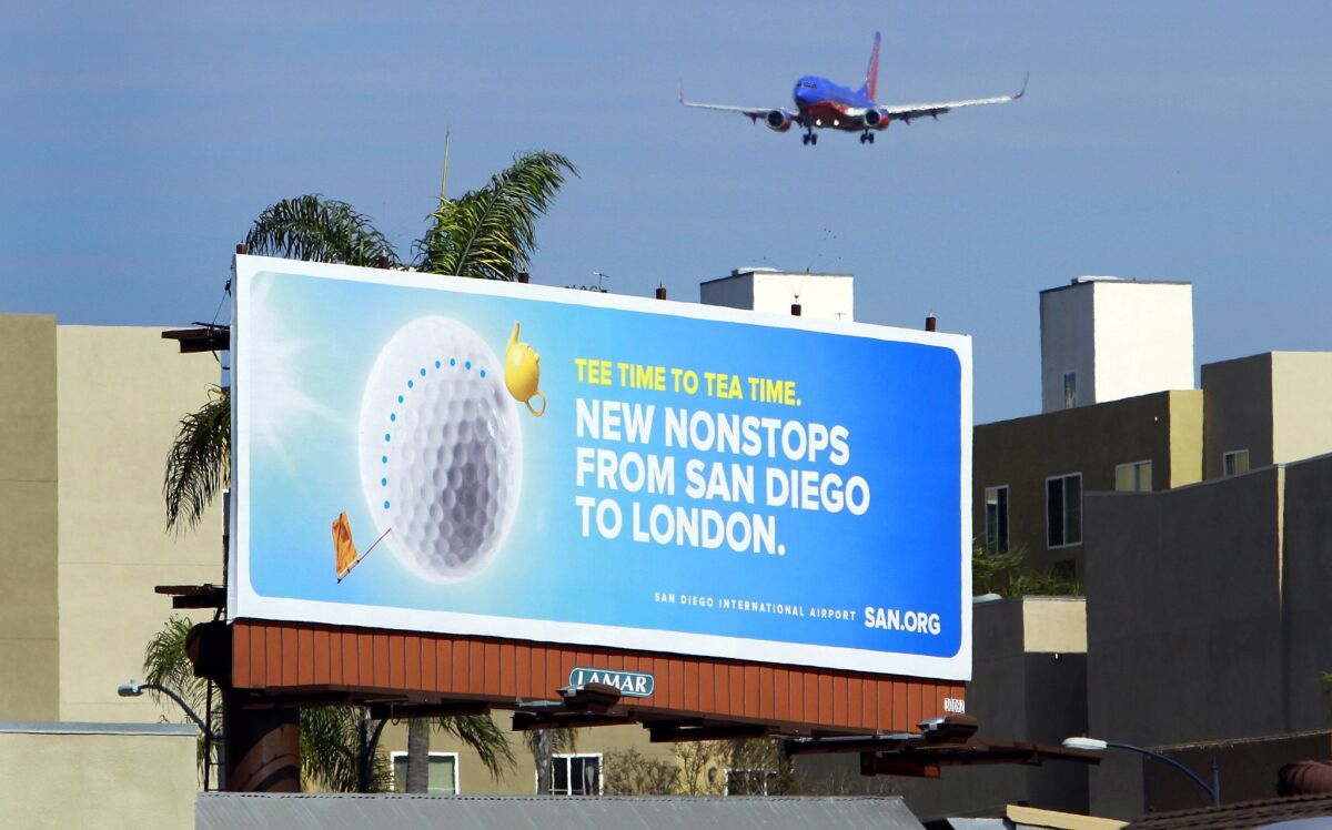 Local tourism leaders are hoping the nonstop flight between San Diego and London will bring hordes of tourists here. — K.C. Alfred