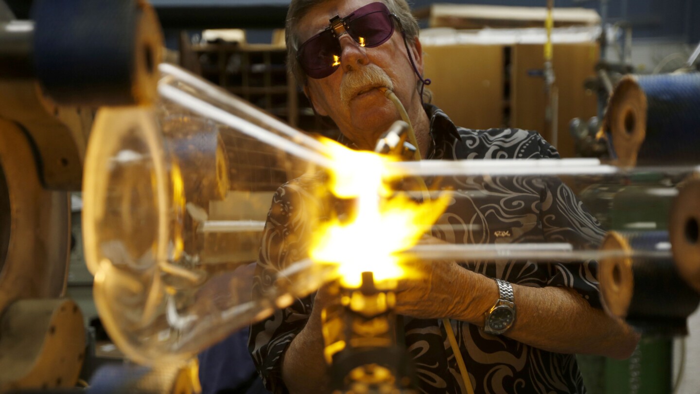 Caltech's scientific glass blower, Rick Gerhart, 71, crafts all of the intricate glass contraptions and beakers that Nobel laureates and grad student researchers need for complex chemistry experiments.