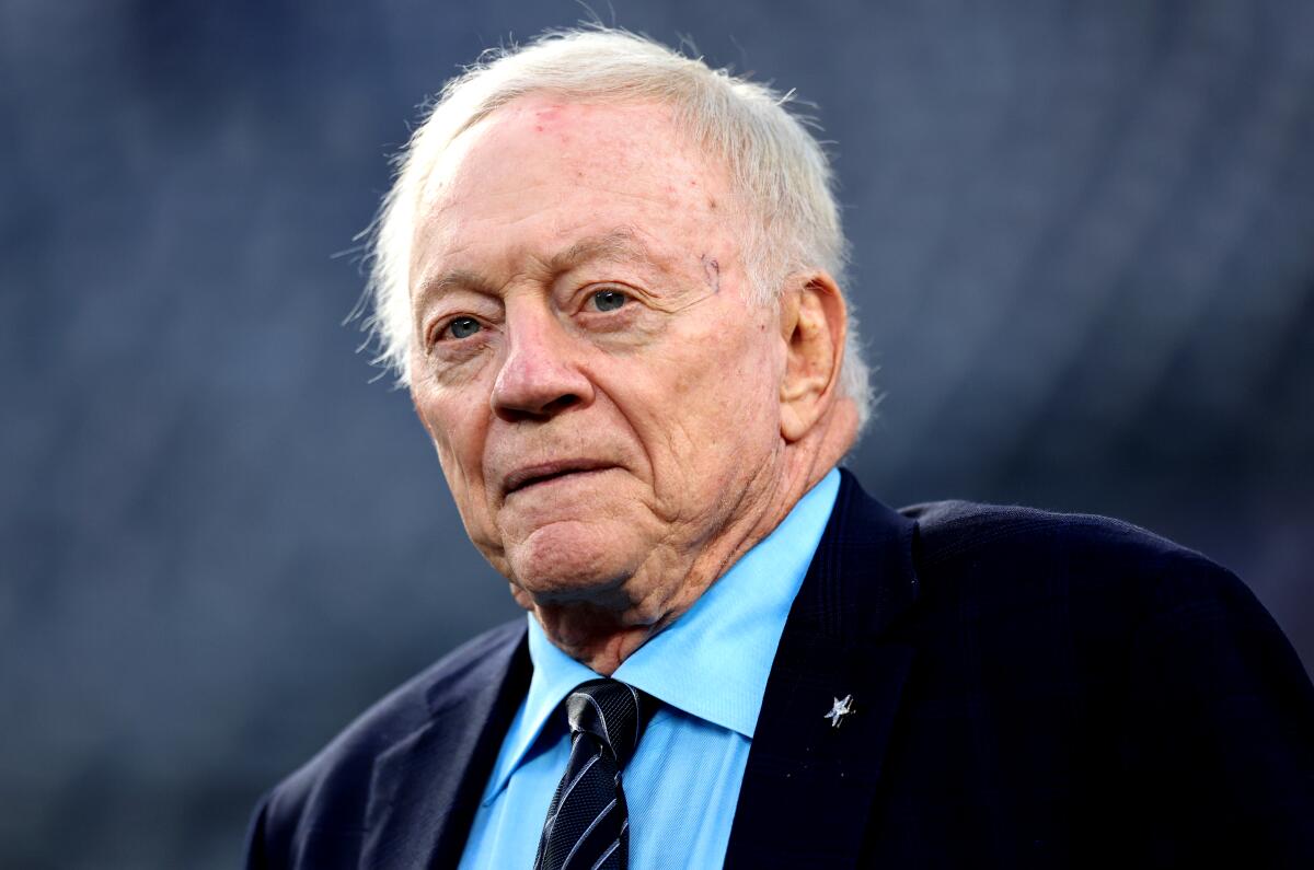 Dallas Cowboys owner Jerry Jones is seen prior to a game against the New York Giants at MetLife Stadium on Sept 10, 2023