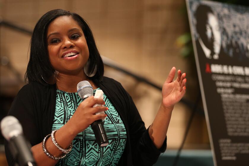 Hydeia Broadbent speaks at an Evening of Action/Town Hall Discussion 