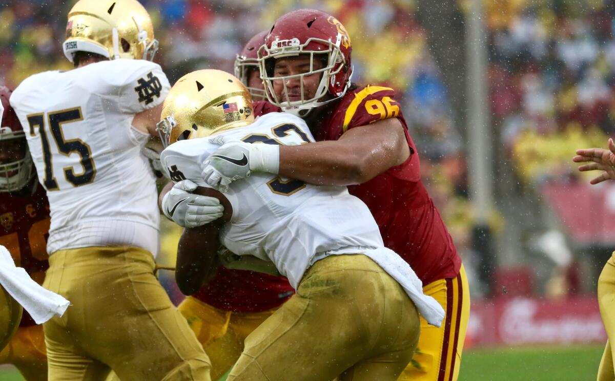 Tu'ikolovatu was the heaviest defensive lineman (331 pounds) at the combine, and his 6-foot-1 frame doesn’t make his body look any better. However, his natural leverage helps him collapse the pocket. Problem is he probably won’t be able to play more than 15 snaps a game right away.