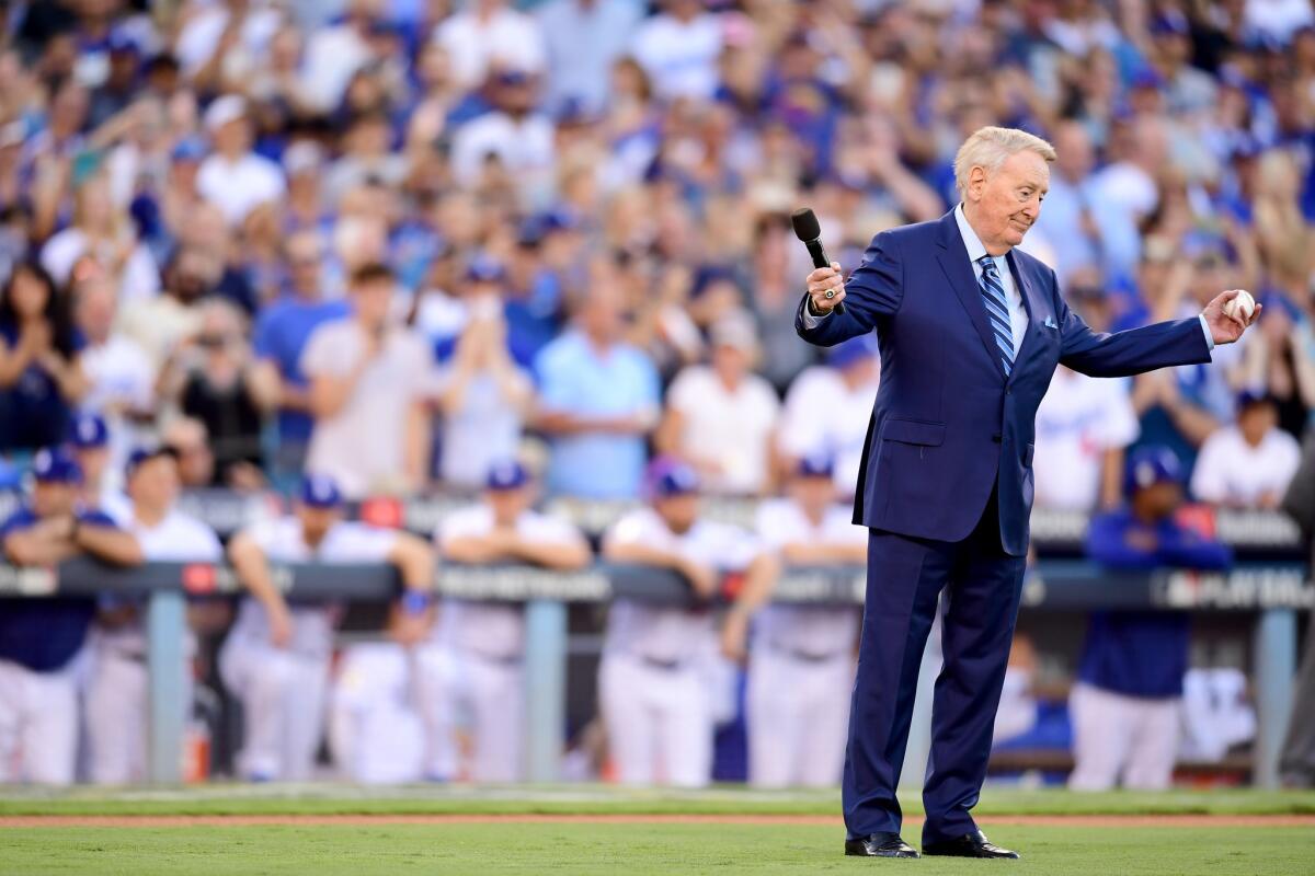 Vin Scully before Game 2 of the 2017 World Series.