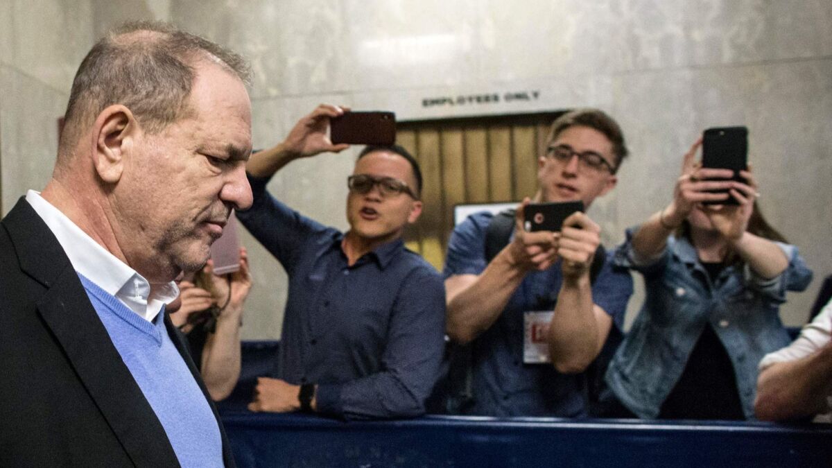 Harvey Weinstein leaves the Manhattan Criminal Court in New York.