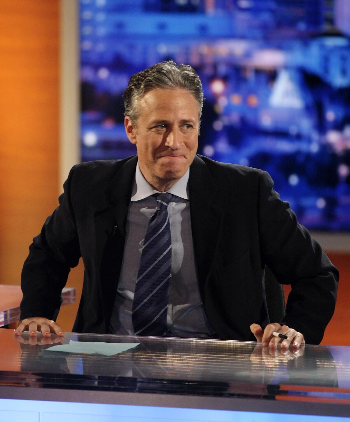 Host Jon Stewart of Comedy Central's "The Daily Show with Jon Stewart" during a taping "The Daily Show with Jon Stewart: Restoring Honor & Dignity to the White House"