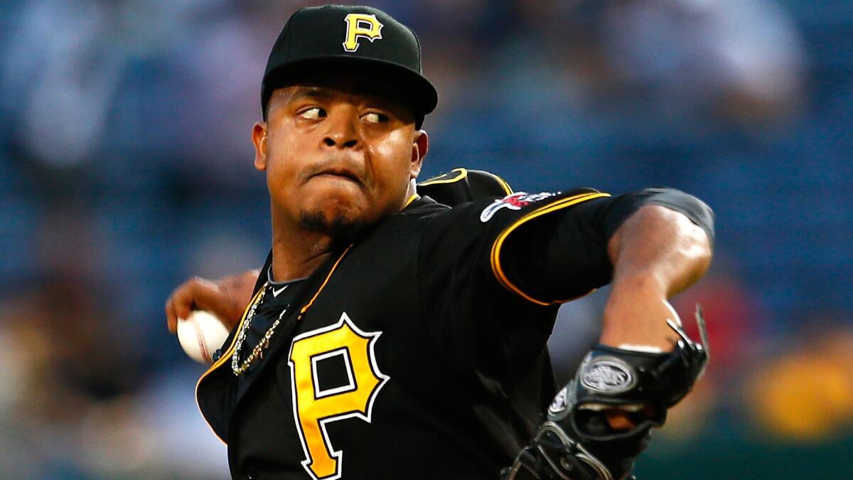 Pittsburgh Pirates pitcher Edinson Volquez delivers against the Atlanta Braves on Thursday. Volquez will be on the mound Wednesday when the Pirates play the San Francisco Giants in the National League wild-card game.