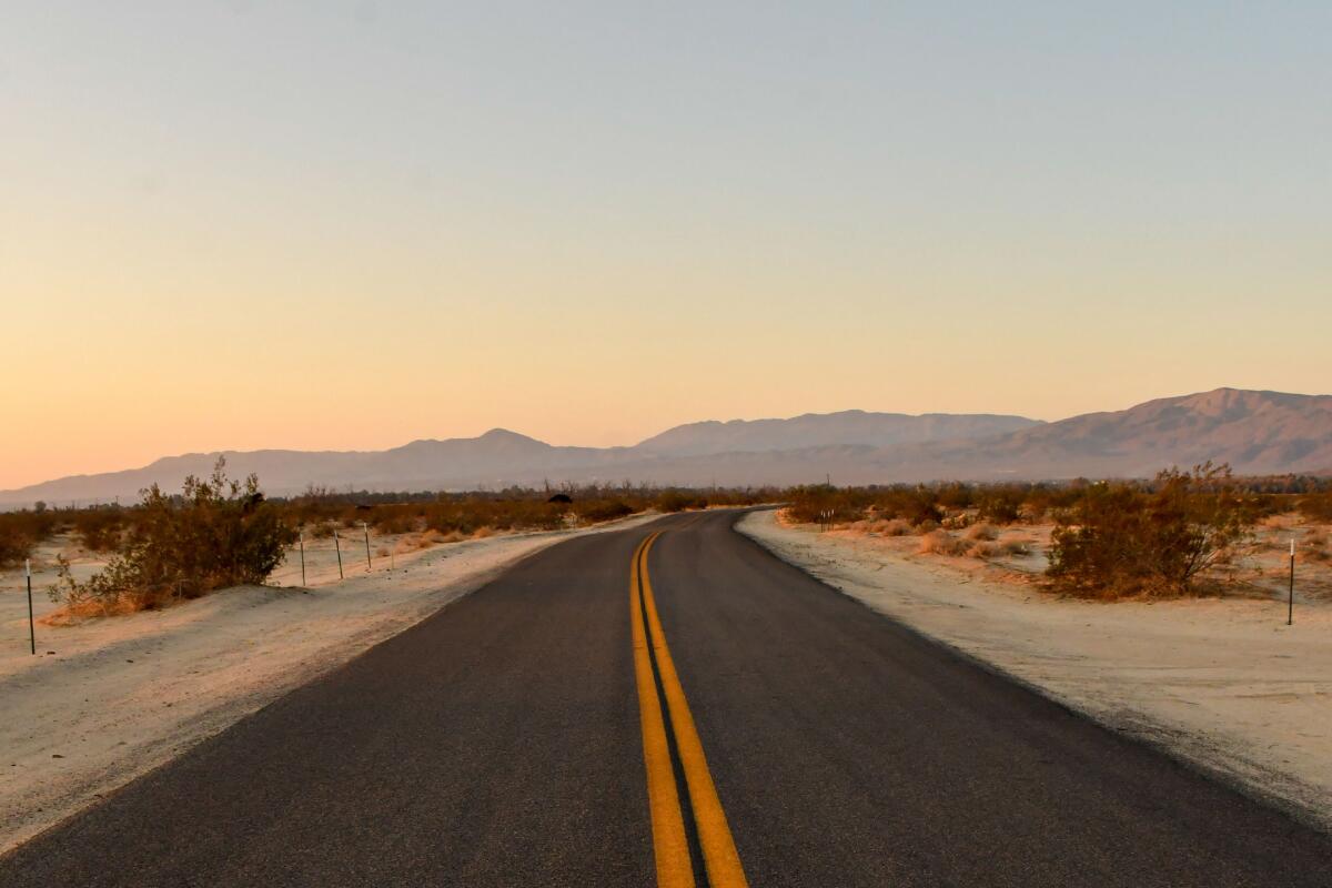 An empty road in the desert