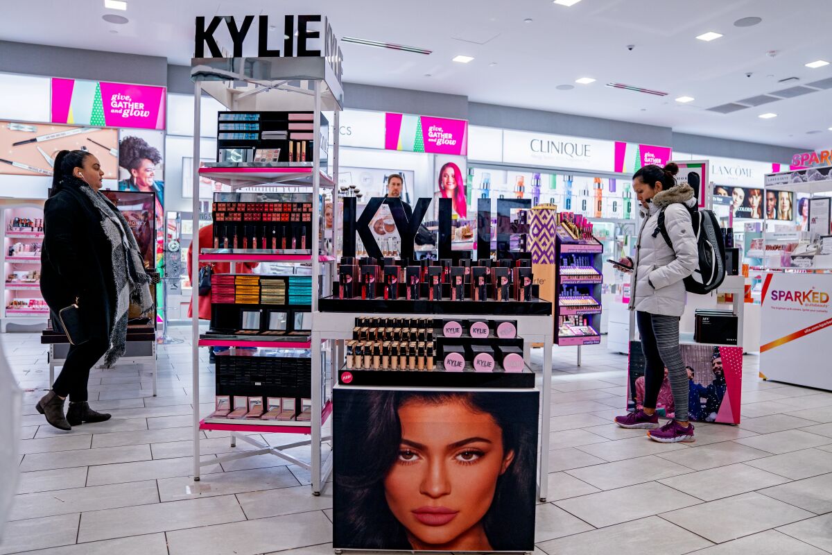 Kylie Cosmetics displayed at a beauty store.