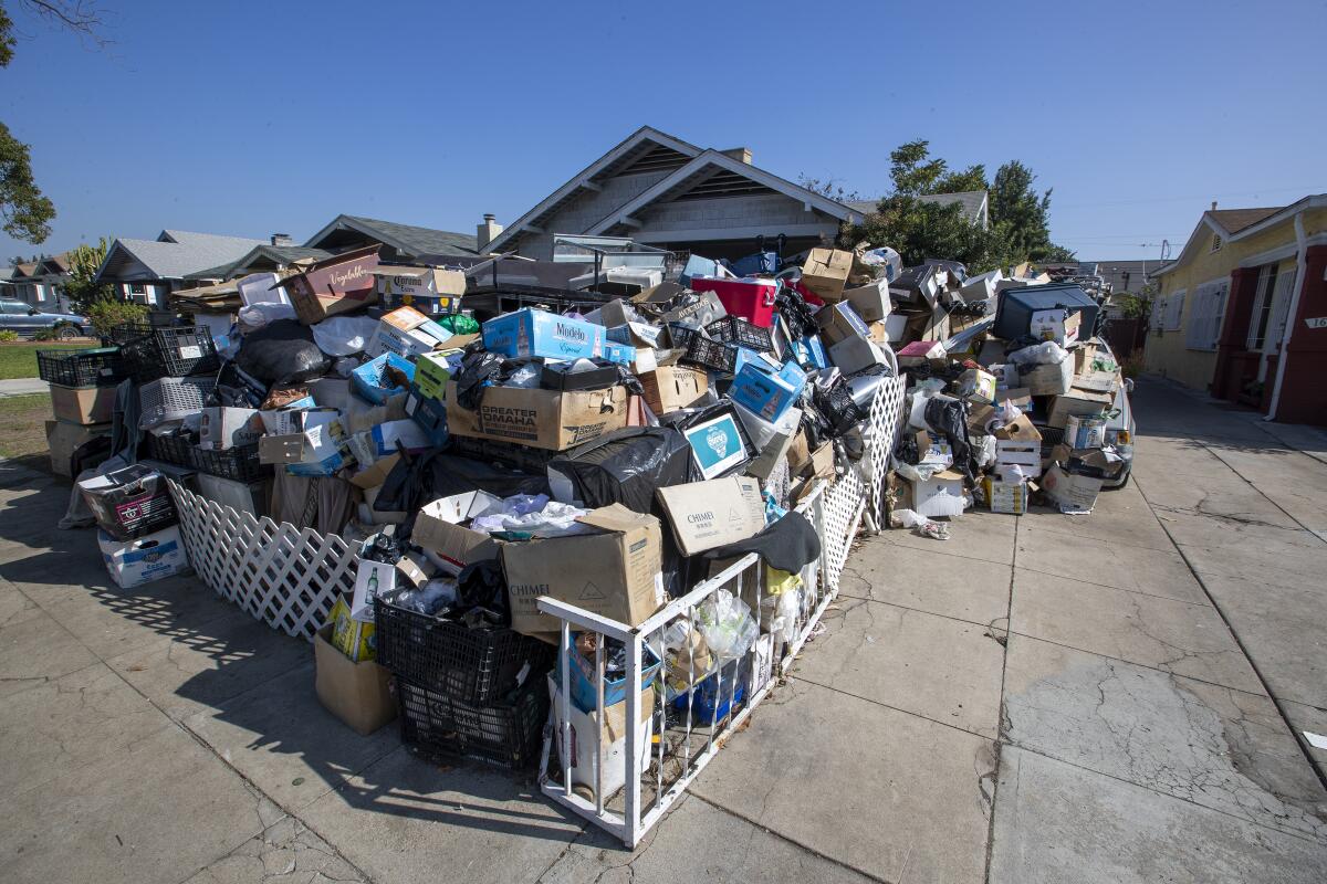 A home in Koreatown is piled with belongings