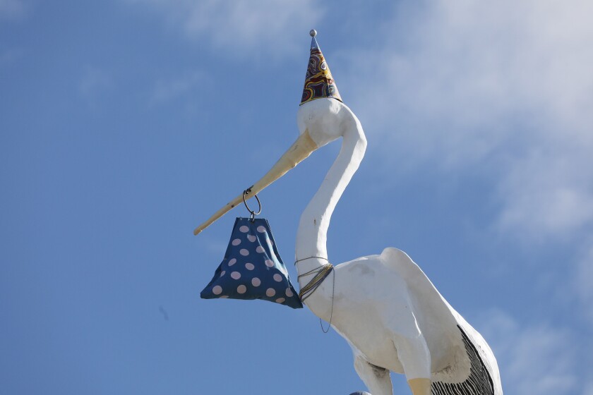 The landmark stork on the parking structure at the Mary Birch hospital in Kearny Mesa on Tuesday, December 31, 2019.