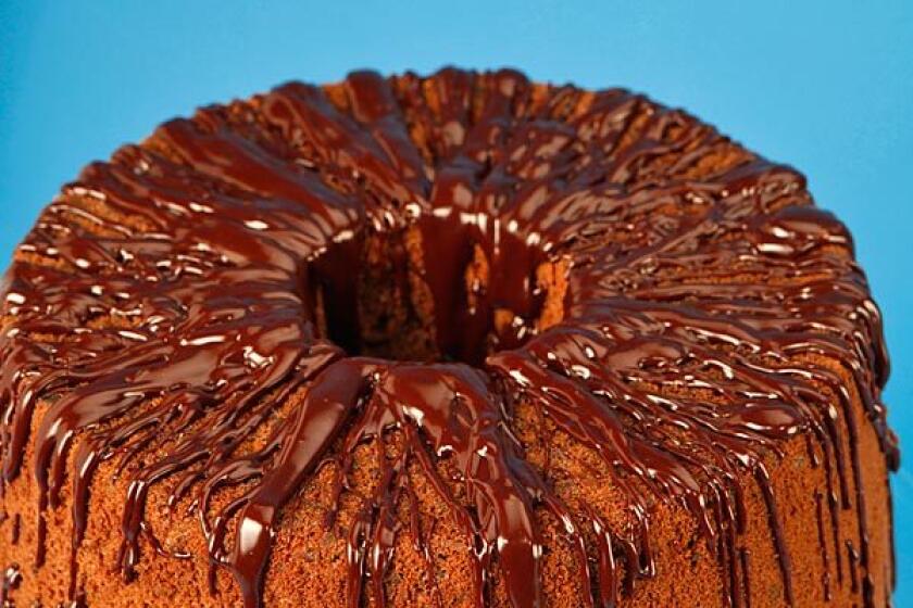 Chocolate chiffon cake with chocolate glaze