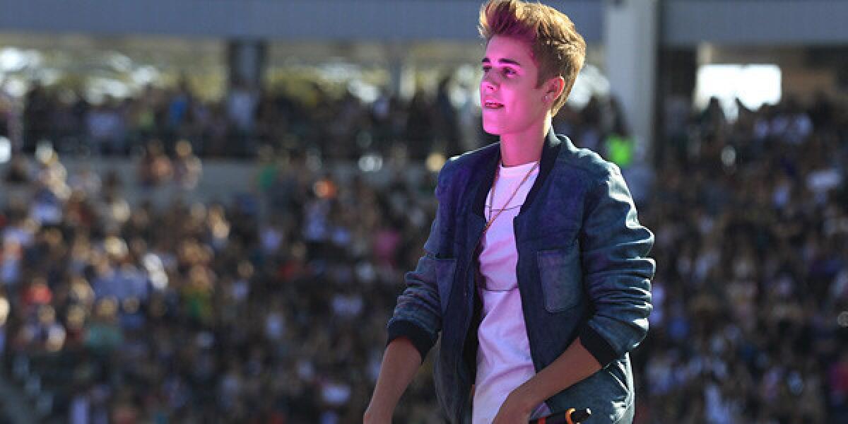 Justin Beiber makes a cameo appearance at KIIS radio's 2012 Wango Tango concert.