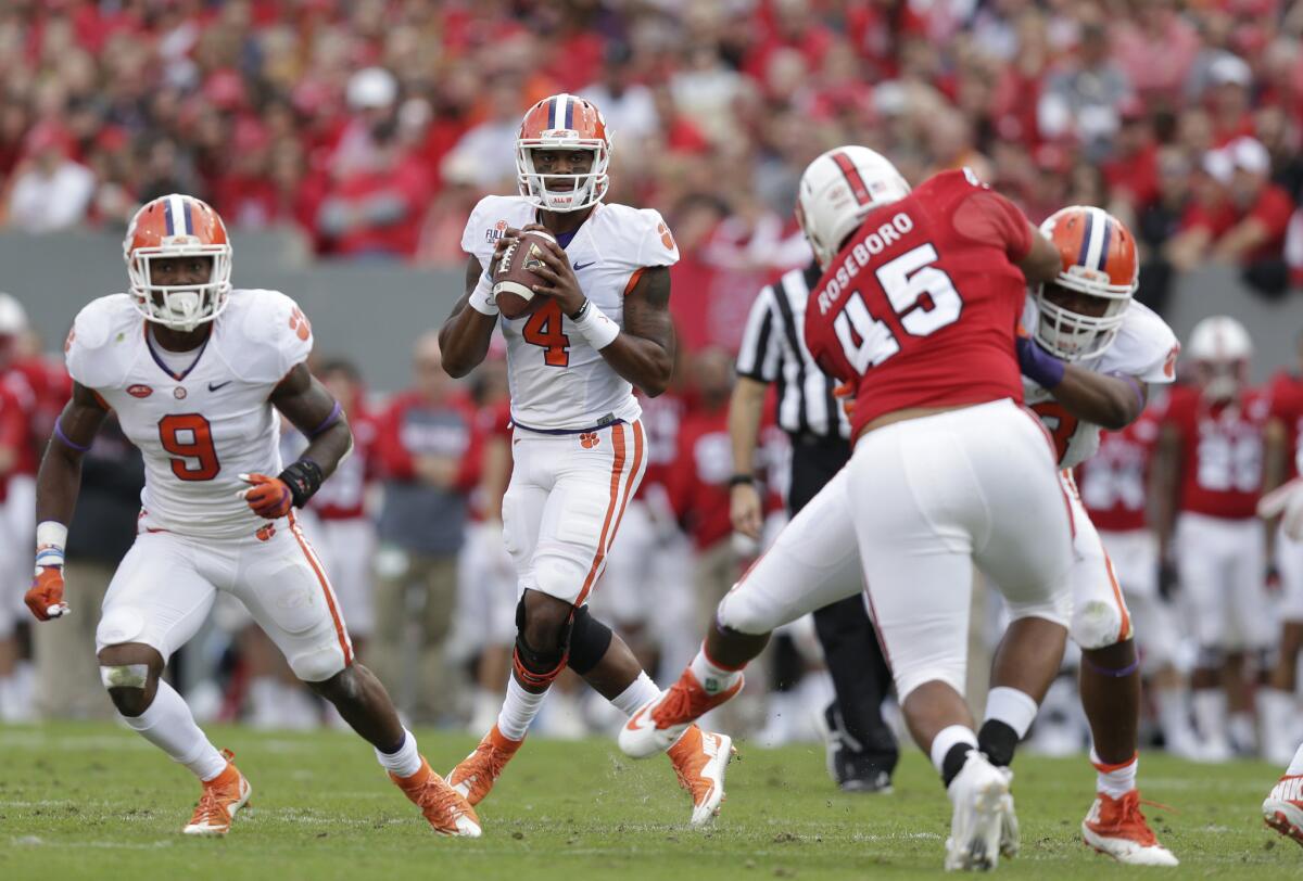 Clemson quarterback Deshaun Watson has passed for 1,936 yards with 20 touchdowns and had seven passes intercepted this season.