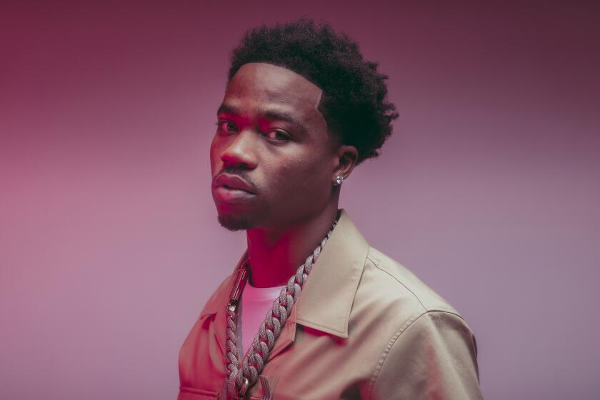 BEVERLY HILLS, CA - November 13, 2022: Roddy Ricch photographed in Beverly Hills, California on November 13th, 2022. Roddy Ricch is a rapper who will be releasing his much-anticipated new mixtape titled "Feed Tha Streets 3" on November 18th, 2022. The mixtape will be unveiled after he wraps up his North American tour with artist Post Malone. (Carlos Gonzalez / For The Times)