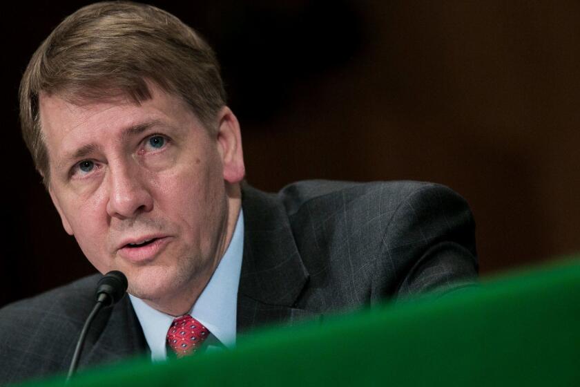 WASHINGTON, DC - MARCH 12: Richard Cordray, nominee for director of the Consumer Financial Protection Bureau, testifies at a confirmation hearing before the Senate Committee on Banking, Housing and Urban Affairs on March 12, 2013 in Washington, DC. Cordray testified that he doesn't see a "one-size-fits-all solution" to financial challenges and stressed the importance of transparency in the bureau's work. (Photo by T.J. Kirkpatrick/Getty Images) ** OUTS - ELSENT, FPG, CM - OUTS * NM, PH, VA if sourced by CT, LA or MoD **