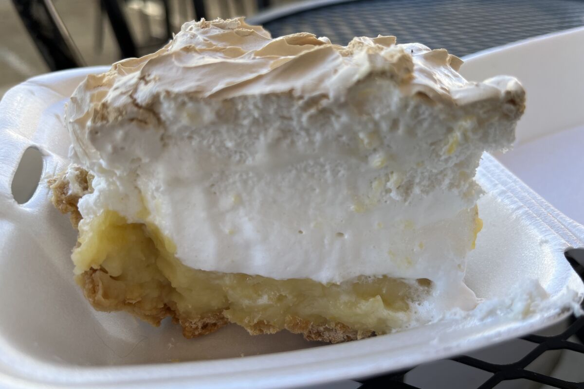 The lemon meringue pie at Debbie's Restaurant and Pie Shop in San Marcos.
