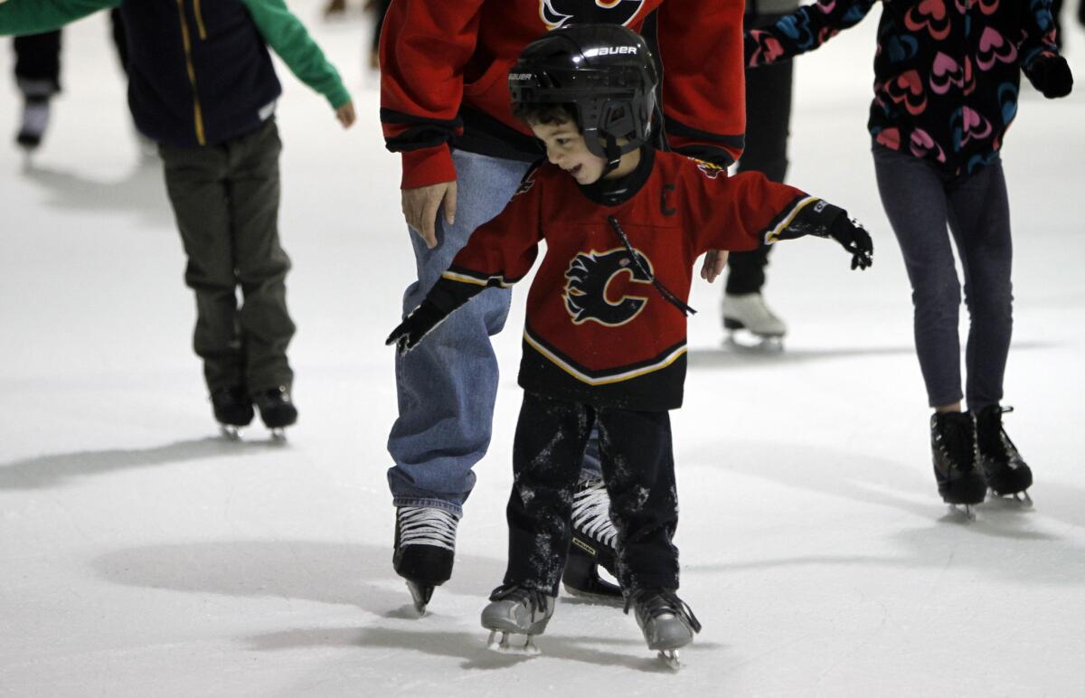 Matthew Stevelman, 3, of Santa Monica skates at the Culver City Ice Arena last month.