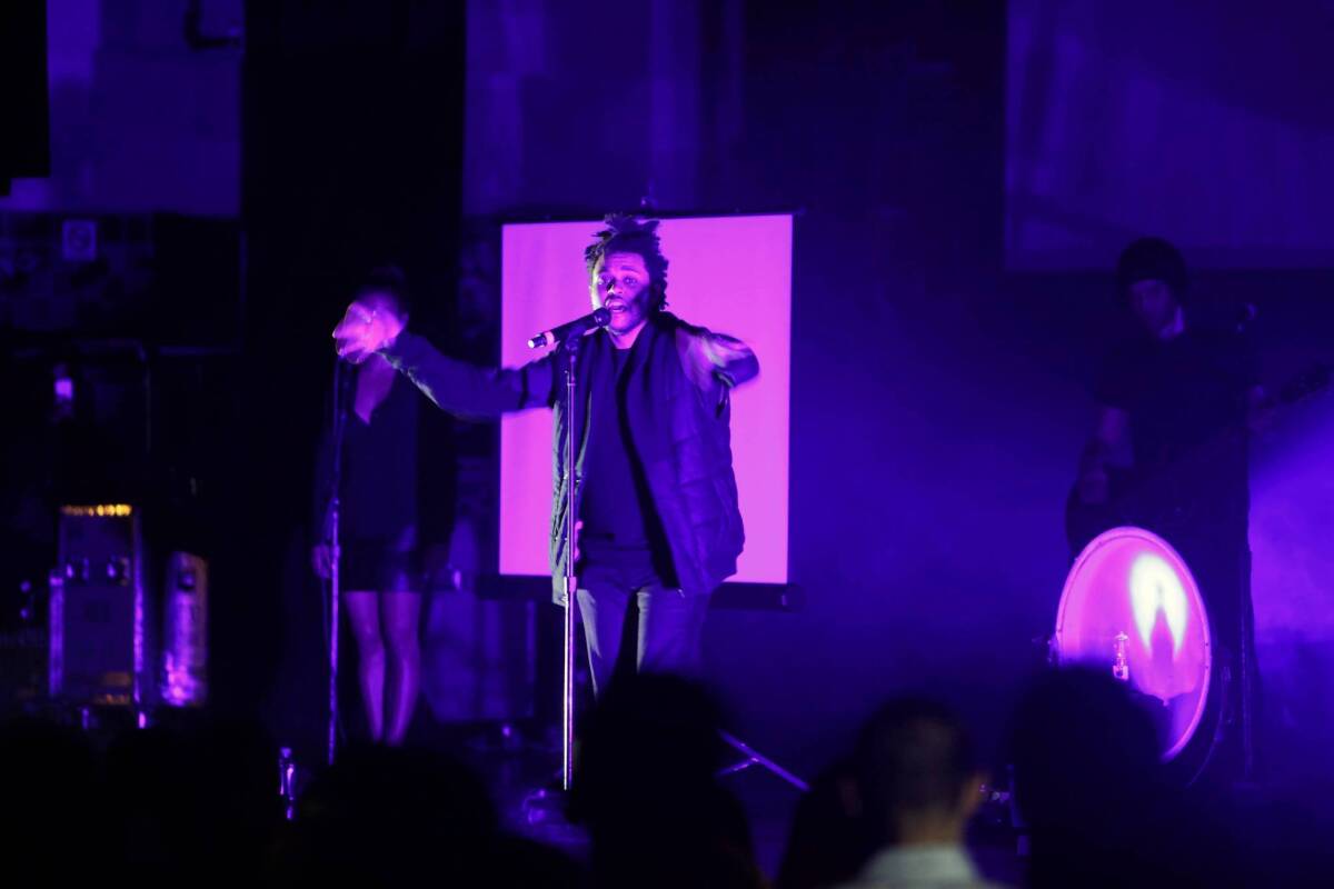 The Weeknd, an Ethiopian singer based in Toronto, performs at the Orpheum Theater on Saturday night.
