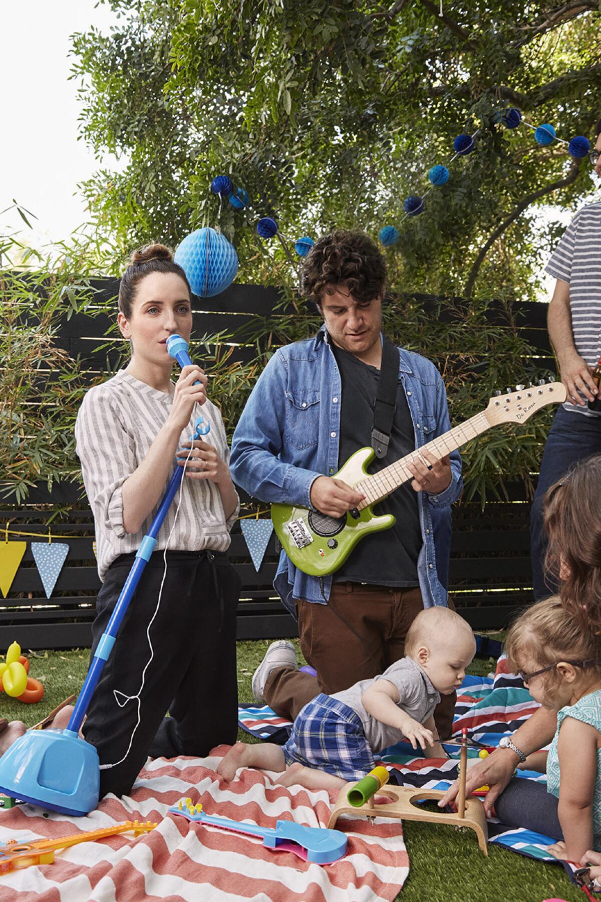 Zoe Lister-Jones as Anna and Adam Pally as Ben in "Band Aid." (Jacqueline DiMilia / IFC Films)