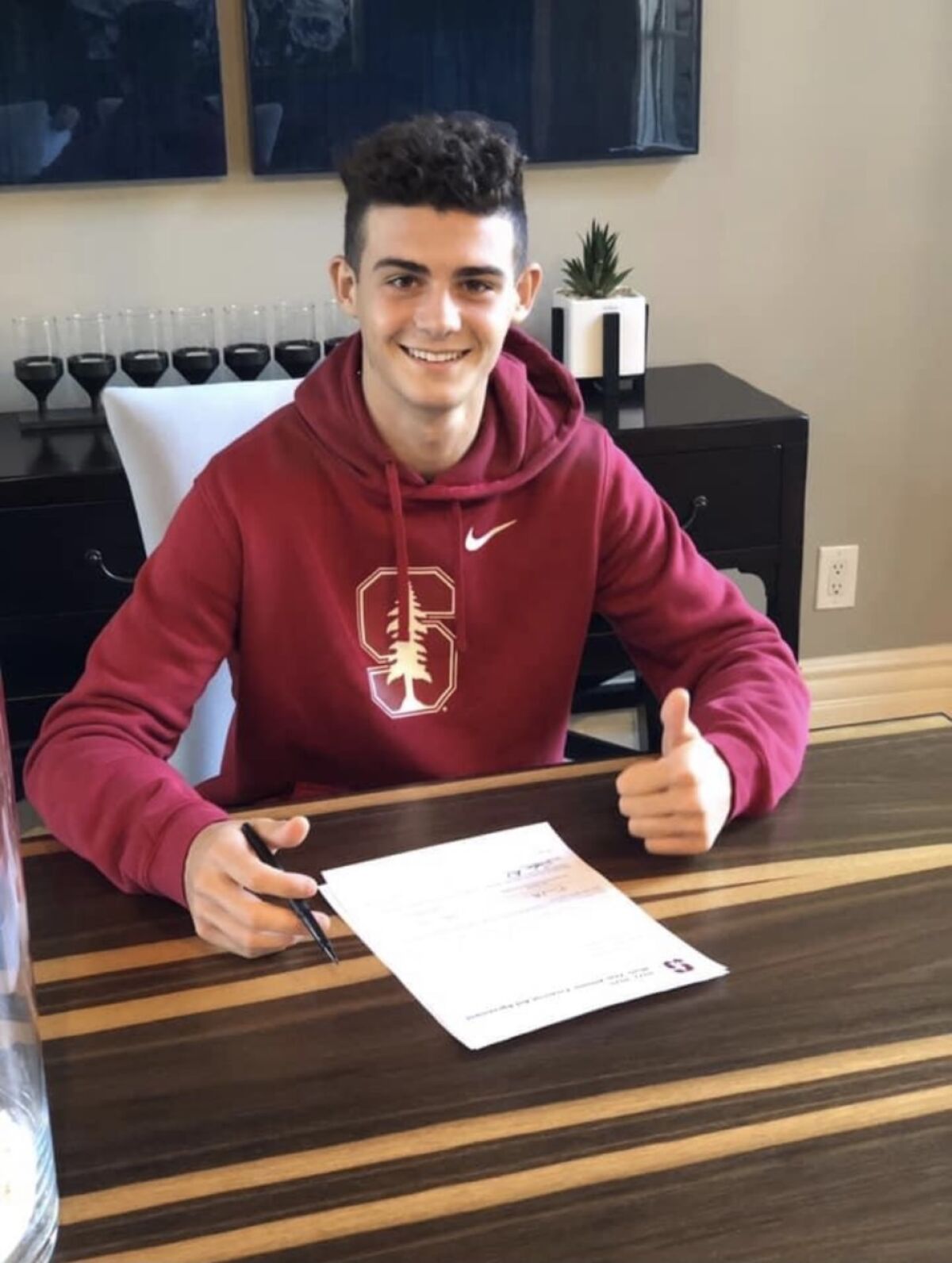 Jackson Kiil signing his National Letter of Intent for Stanford.
