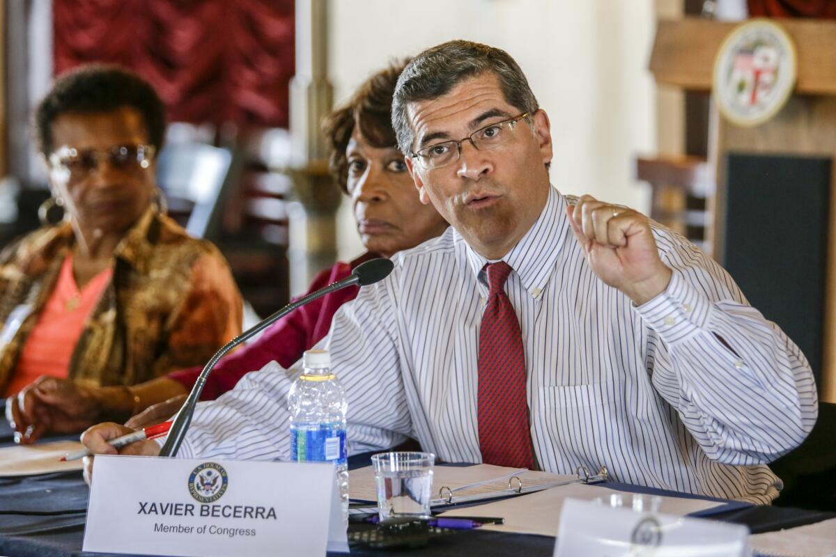 Rep. Xavier Becerra (D-Los Angeles), seen at a gun violence event in June, was formally nominated Tuesday by Gov. Jerry Brown to be California's next attorney general.