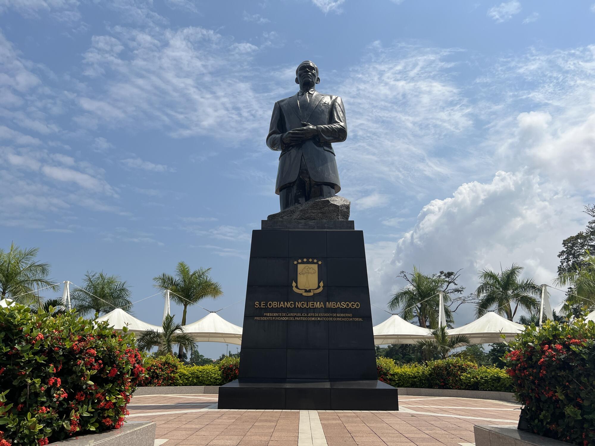 A sculpture of Teodoro Obiang Nguema Mbasogo 