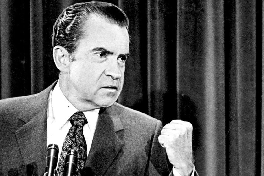 WASHINGTON, DC - APRIL 29: President Richard Nixon at a news conference. Photographed April 29, 1971 in Washington, DC. (Photo by Ellsworth Davis/The Washington Post via Getty Images) ** TCN OUT ** ORG XMIT: CHI1307261730130756 ** OUTS - ELSENT, FPG, TCN - OUTS * NM, PH, VA if sourced by CT, LA or MoD ** ** OUTS - ELSENT and FPG - OUTS * NM, PH, VA if sourced by CT, LA or MoD **
