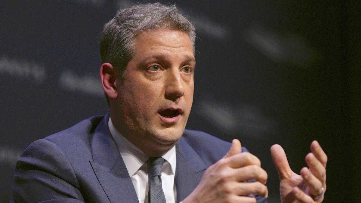 Rep. Tim Ryan (D-Ohio) speaks at the Heartland Forum in Storm Lake, Iowa, on Saturday.