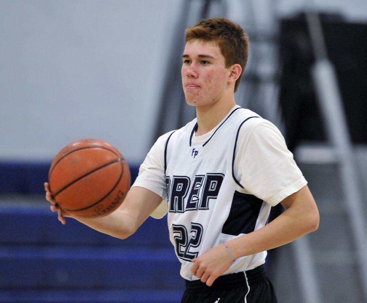 Robert Cartwright of the Flintridge Prep boys basketball team practices at Flintridge Prep on Monday, November 18, 2013.