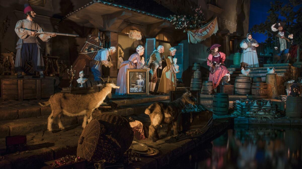 Captain Jack Sparrow scene in the Pirates Of The Caribbean ride at Disneyland in Anaheim, Calif., on June 30, 2017. 