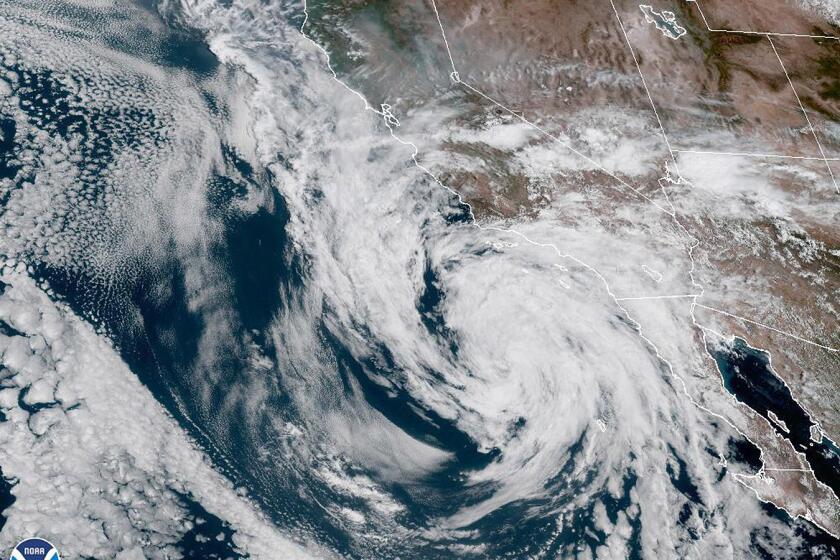 NOAA satellite photo of Tropical Storm Kay over Southern California on Sept. 10.