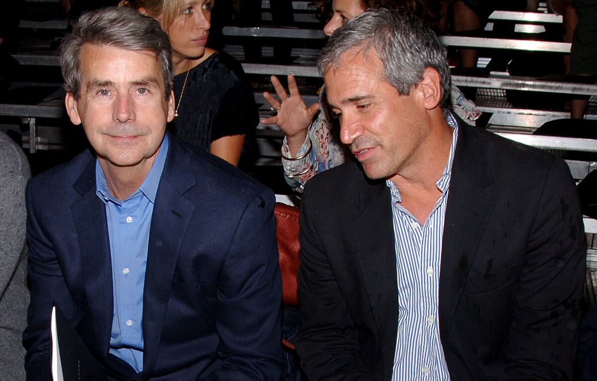 Former Women's Wear Daily editor Patrick McCarthy, left, at the Marc By Marc Jacobs fashion show in New York in 2007.