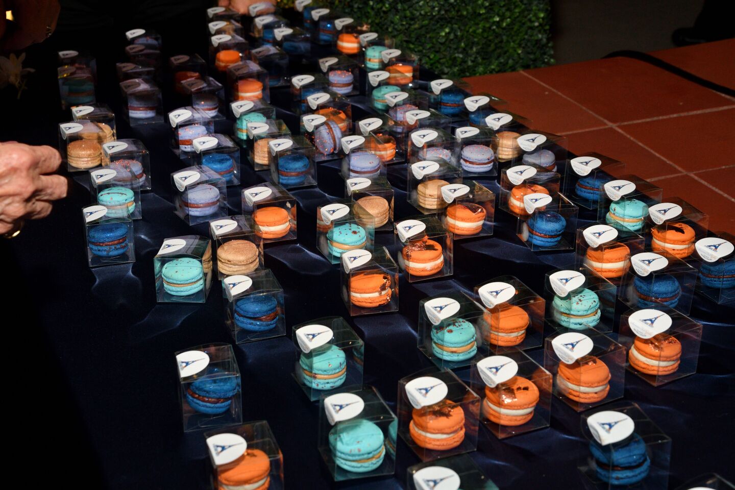 French macarons wait for SummerFest Gala guests to take them home.