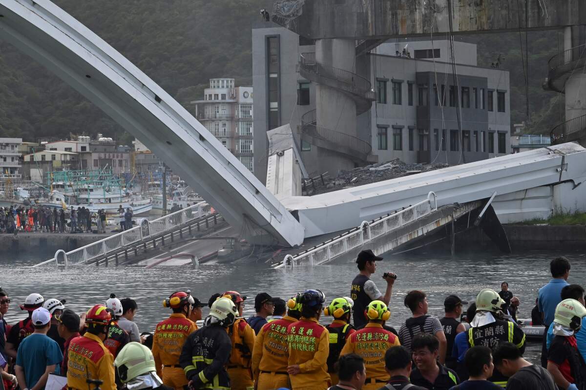 Bridge collapse in fish harbor