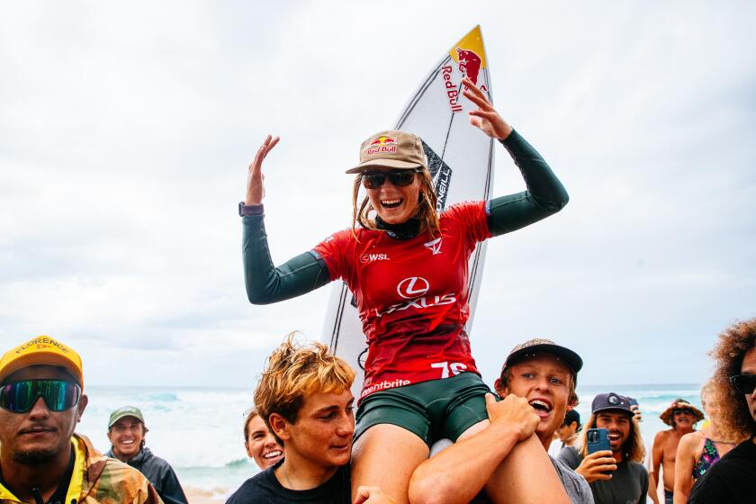 Caitlin Simmers of the United States after winning the Lexus Pipe Pro on February 10, 2024 at Oahu, Hawaii. (Photo by Tony Heff/World Surf League)