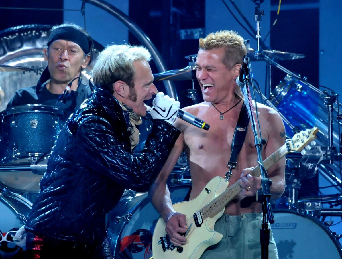 David Lee Roth and Eddie Van Halen perform in 2008.