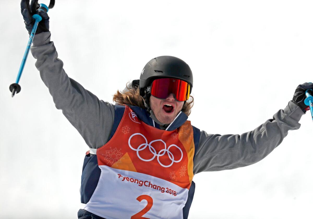 David Wise reacts after his gold medal win.