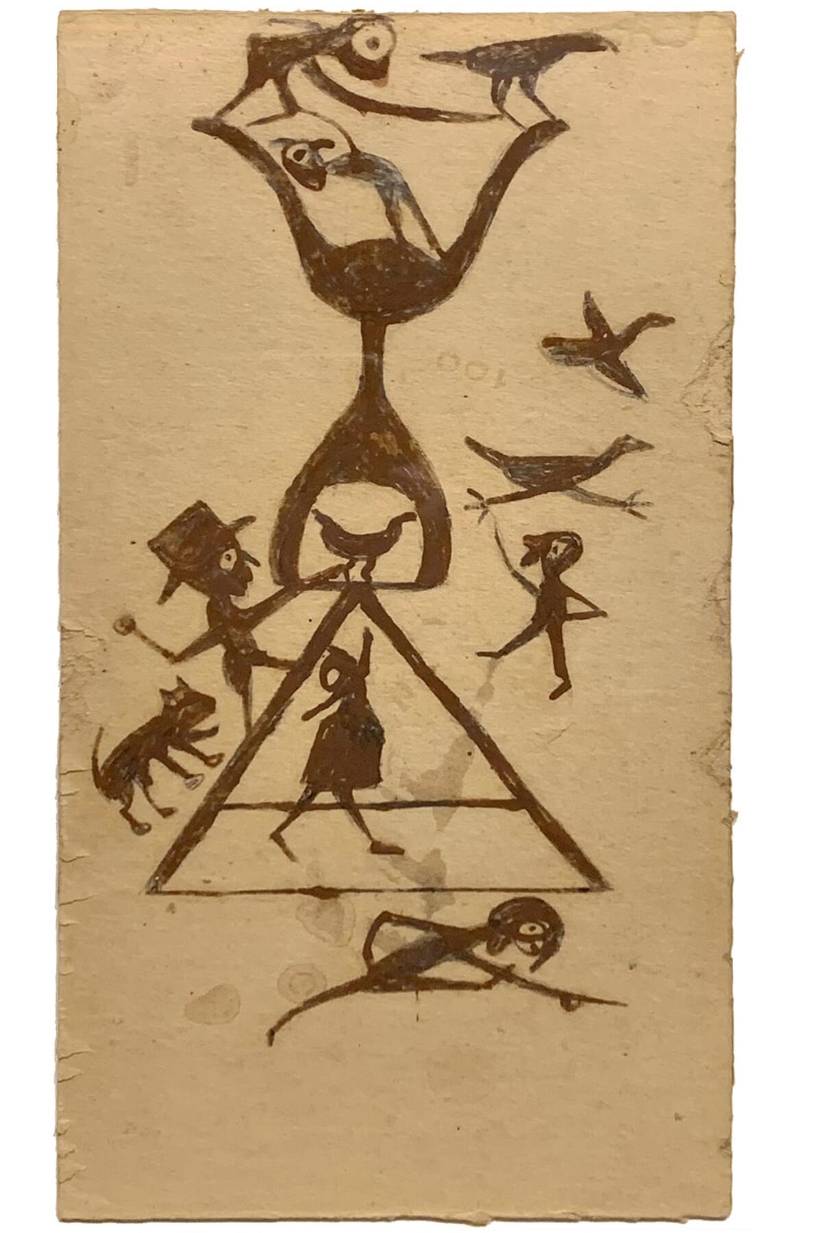 Bill Traylor, Untitled (Construction with Figures) about 1939-42