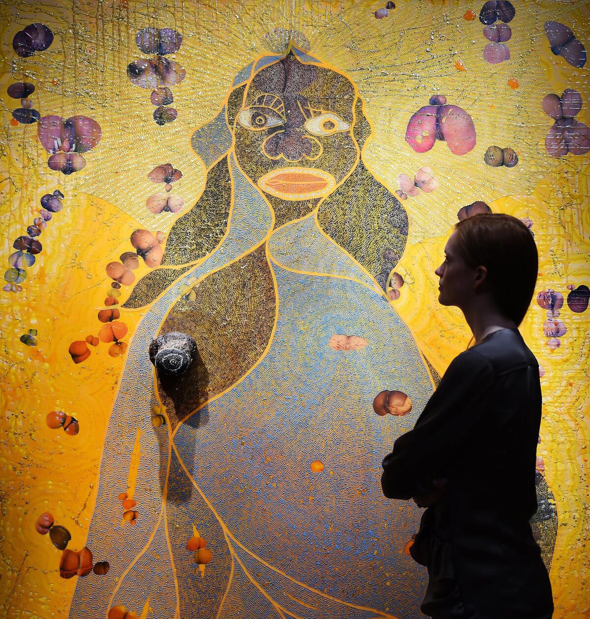 Chris Ofili's portrait "The Holy Virgin Mary" sold at Christie's for about $4.5 million.