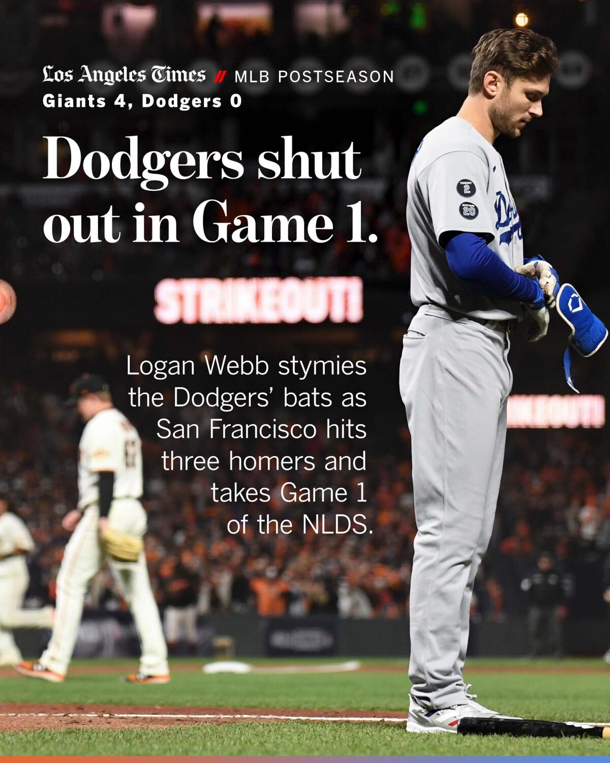 Dodgers lose to Giants in Game 1 of NLDS.