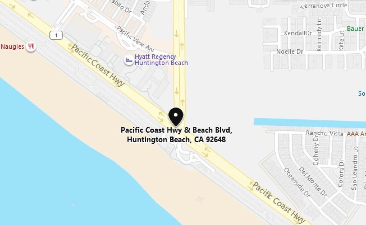 Two people were hurt in a single-vehicle crash Thursday night in the area of Pacific Coast Highway and Beach Boulevard in Huntington Beach. The driver was arrested on suspicion of driving under the influence of drugs, police said.