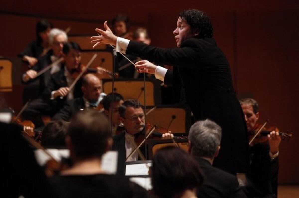 Gustavo Dudamel conducts Debussy's "La Mer" with the Los Angeles Philharmonic at Walt Disney Concert Hall in February.