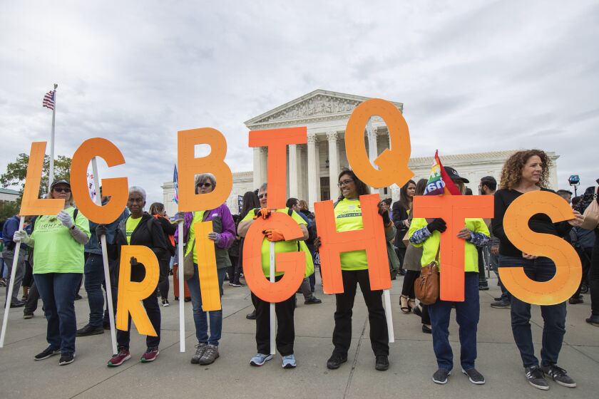 Supporters of LGBTQ rights outside the U.S. Supreme Court in 2019.